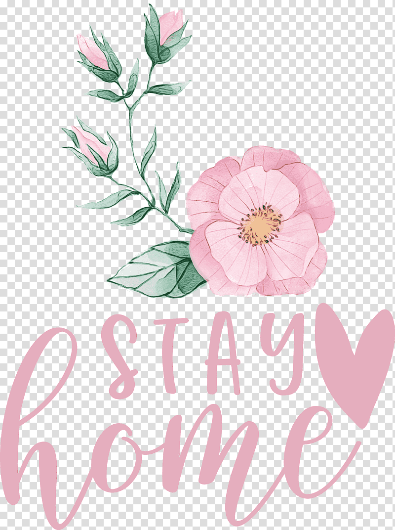 Floral design, Stay Home, Watercolor, Paint, Wet Ink, Caluya Design, Watercolor Painting transparent background PNG clipart
