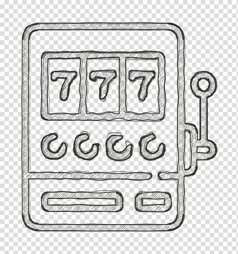 Casino icon Slot Machine with Sevens icon, Line Art, Black And White
, Paper, Car, Meter, Number transparent background PNG clipart