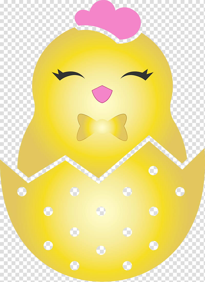 yellow pattern smile, Chick In Eggshell, Easter Day, Adorable Chick, Watercolor, Paint, Wet Ink transparent background PNG clipart