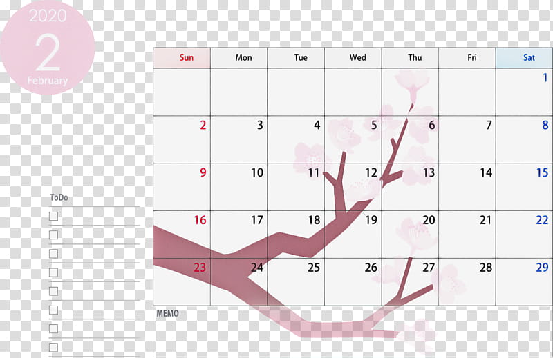 February 2020 Calendar February 2020 Printable Calendar 2020 Calendar, Text, Line, Pink, Diagram transparent background PNG clipart