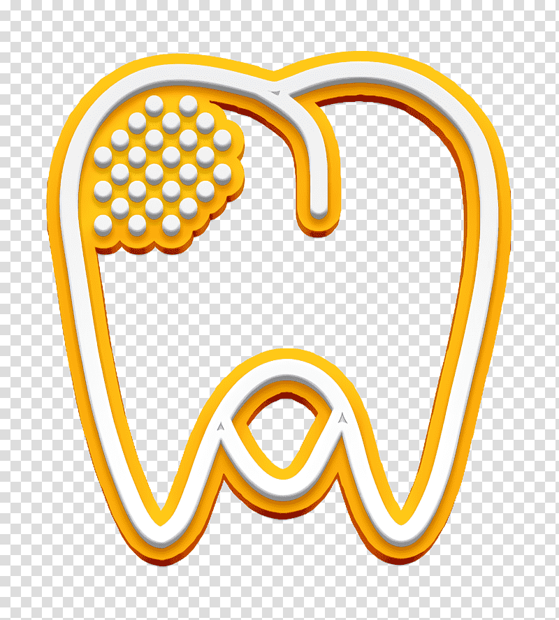 Tooth icon Molar icon Medical Set icon, Symbol, Chemical Symbol, Yellow, Line, Meter, Jewellery transparent background PNG clipart
