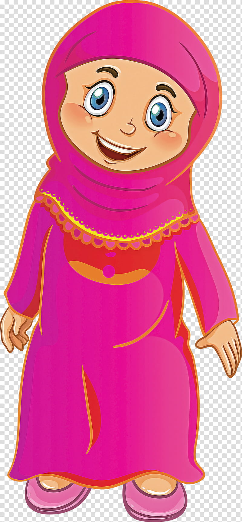 Muslim People, Cartoon, Pink, Magenta, Toy, Gesture, Smile, Doll transparent background PNG clipart