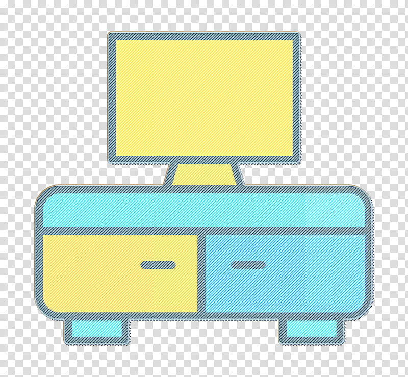 Tv icon Interiors icon, Yellow, Text, Computer Monitor, Rectangle, Technology, Screen, Material Property transparent background PNG clipart