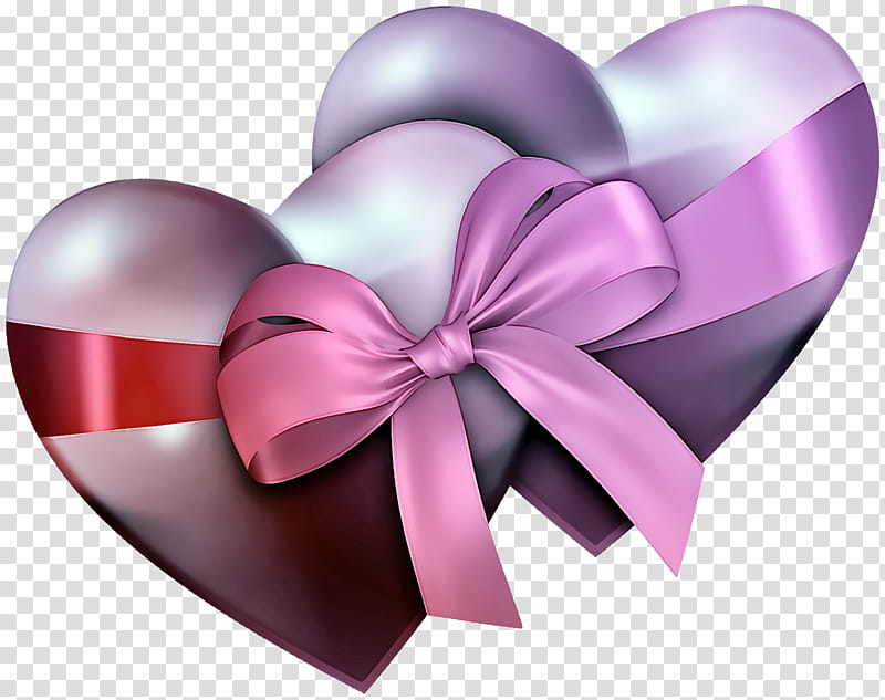 valentines day heart, Pink, Ribbon, Purple, Violet, Magenta, Silver, Love transparent background PNG clipart