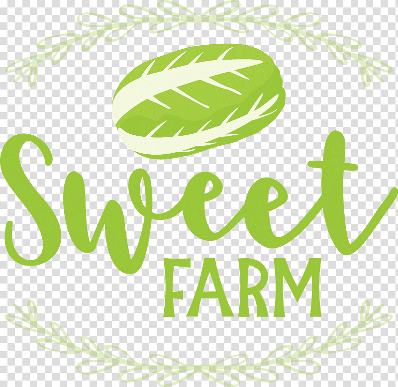 Sweet Farm, Logo, Calligraphy, Leaf, Green, Meter, Line transparent background PNG clipart