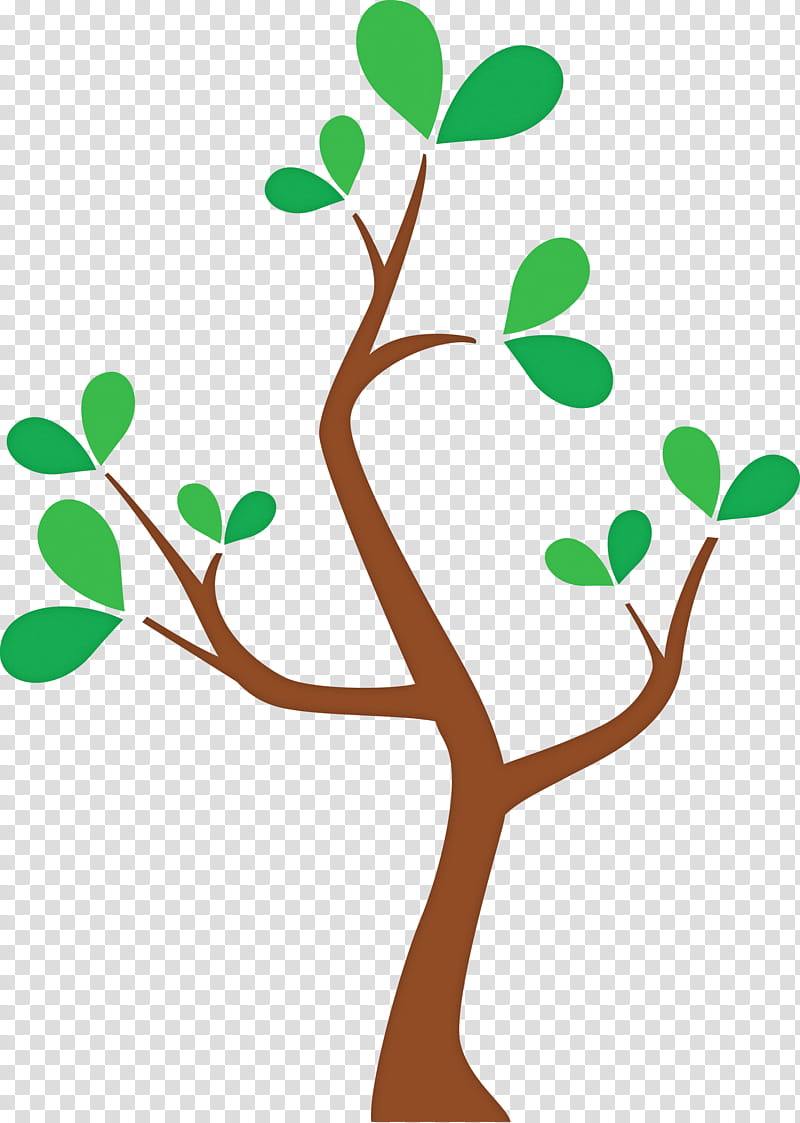 green leaf branch tree plant, Cartoon Tree, Abstract Tree, Tree , Plant Stem, Wall Sticker, Flower transparent background PNG clipart