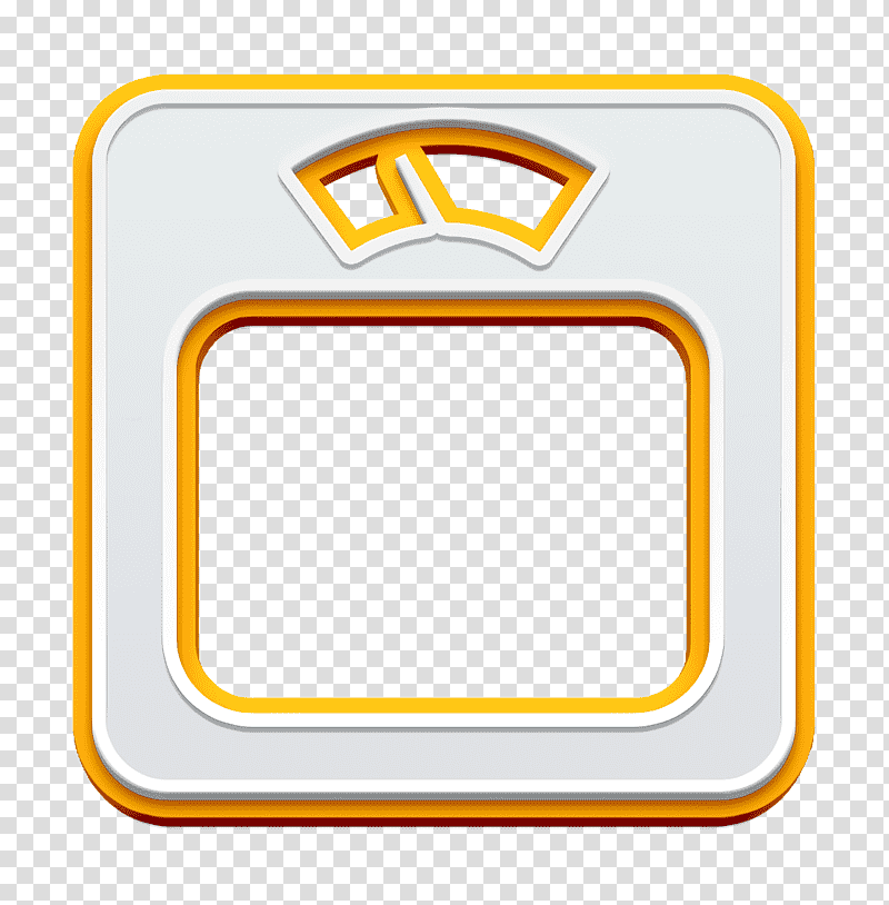 Scale icon Iconographicons icon Tools and utensils icon, Body Weighing Scale Tool Icon, Logo, Emblem, Yellow, Line, Meter transparent background PNG clipart