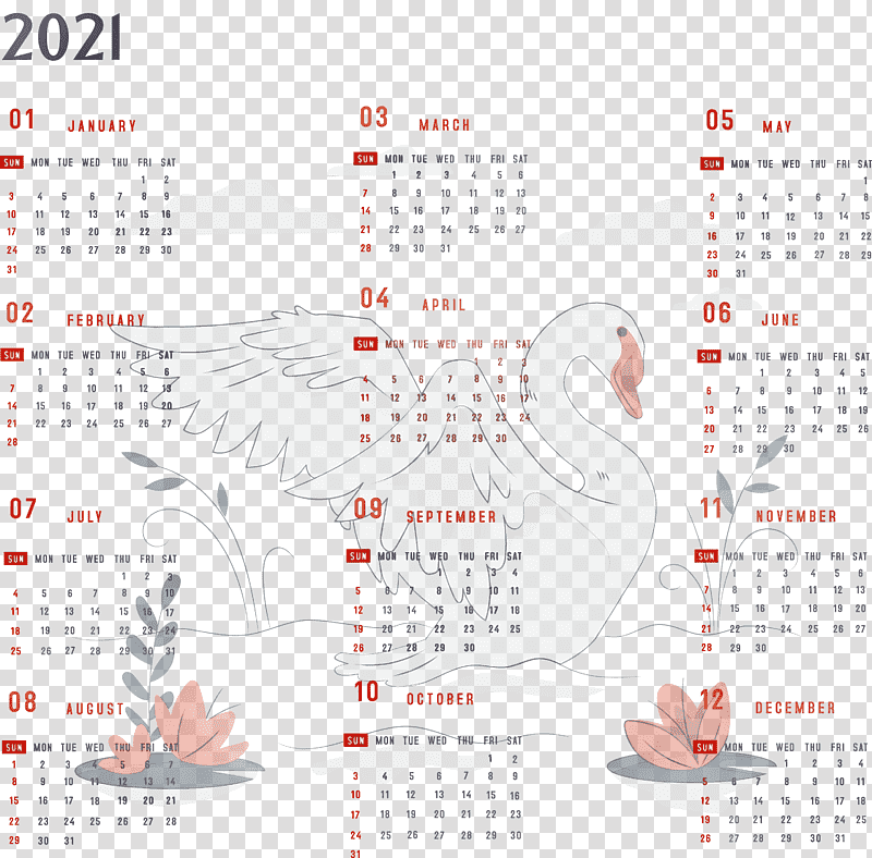 swans grimms' fairy tales, Year 2021 Calendar, Watercolor, Paint, Wet Ink, Grimms Fairy Tales, transparent background PNG clipart