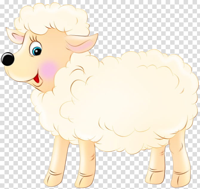 cartoon sheep sheep animal figure live, Watercolor, Paint, Wet Ink, Cartoon, Live, Working Animal, Cowgoat Family transparent background PNG clipart
