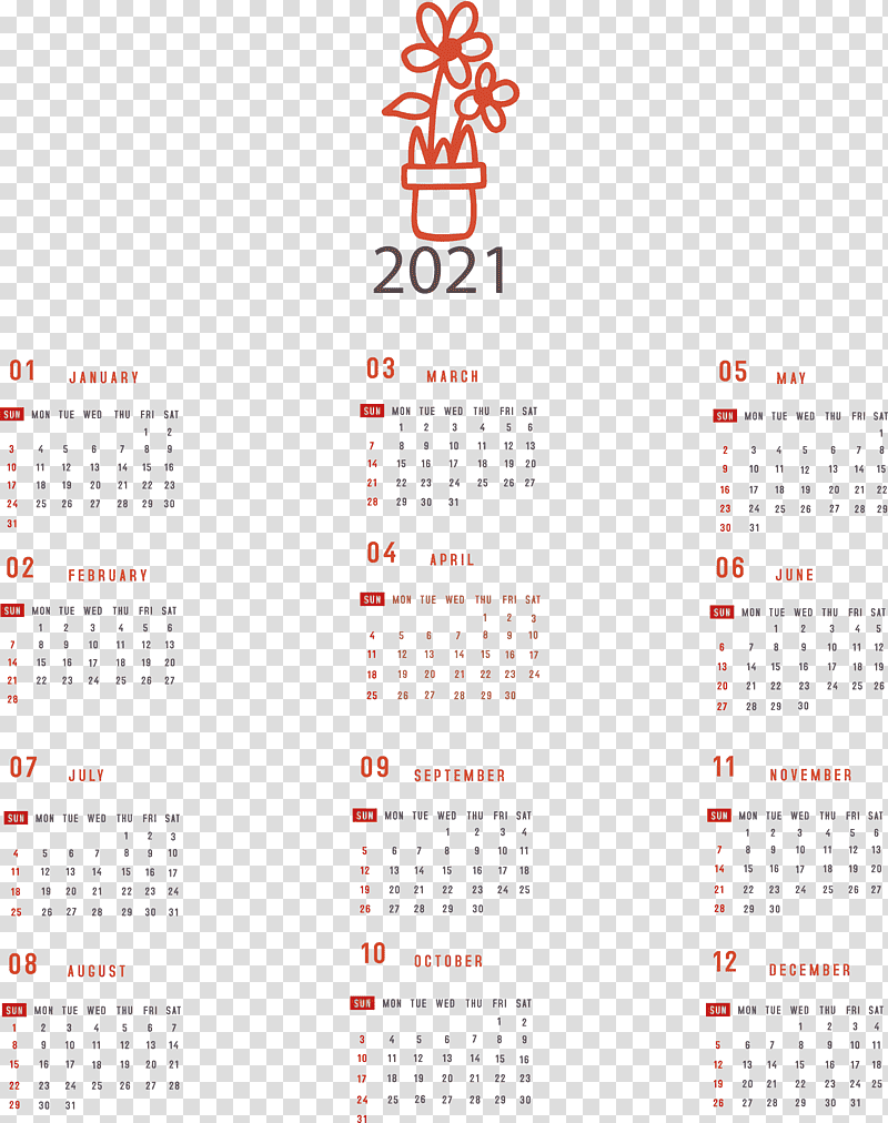 Printable 2021 Yearly Calendar 2021 Yearly Calendar, Calendar System, Calendar Year, Month, Annual Calendar, Meter, Unicorn transparent background PNG clipart
