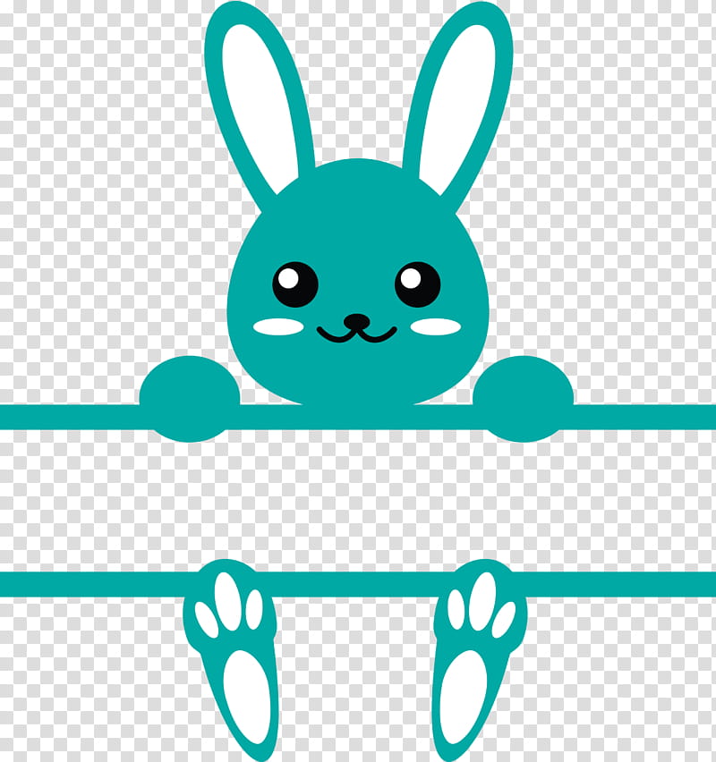 Bunny Frame Easter Day, Green, Turquoise, Blue, Aqua, Line, Teal, Cartoon transparent background PNG clipart