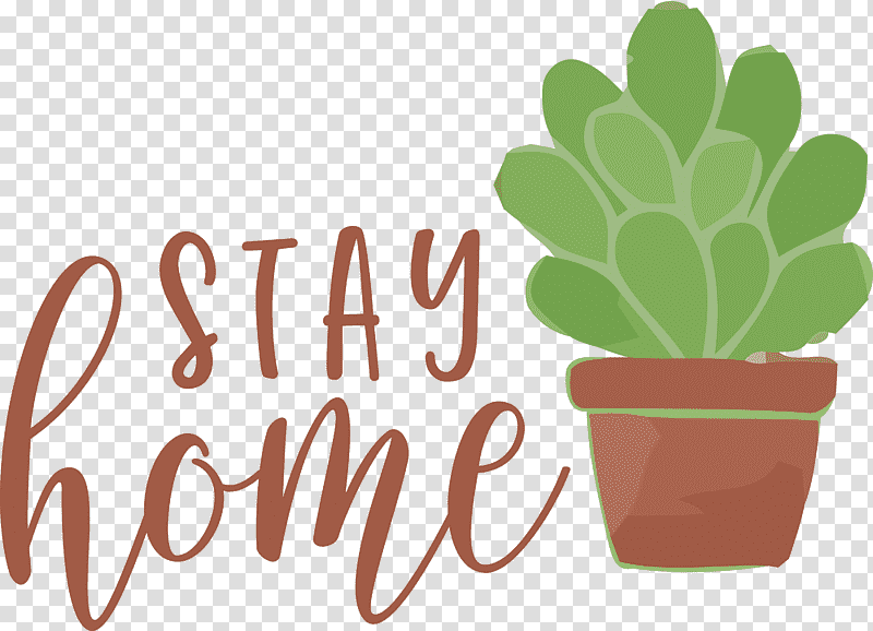 STAY HOME, Logo, Flowerpot, Meter, Tree, Cactus, Plants transparent background PNG clipart