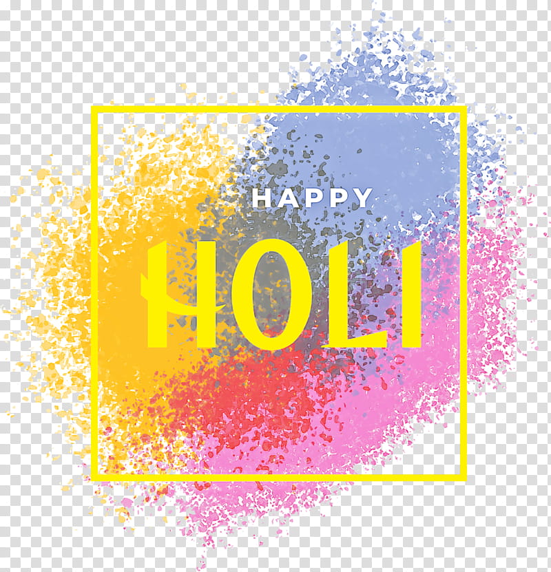 happy holi, Text, Yellow, Line, Material Property, Logo transparent background PNG clipart