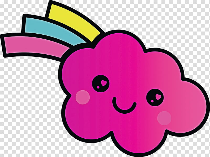 pink cartoon nose purple snout, Cute Cloud, Cartoon Cloud, Line, Magenta, Line Art, Sticker, Smile transparent background PNG clipart