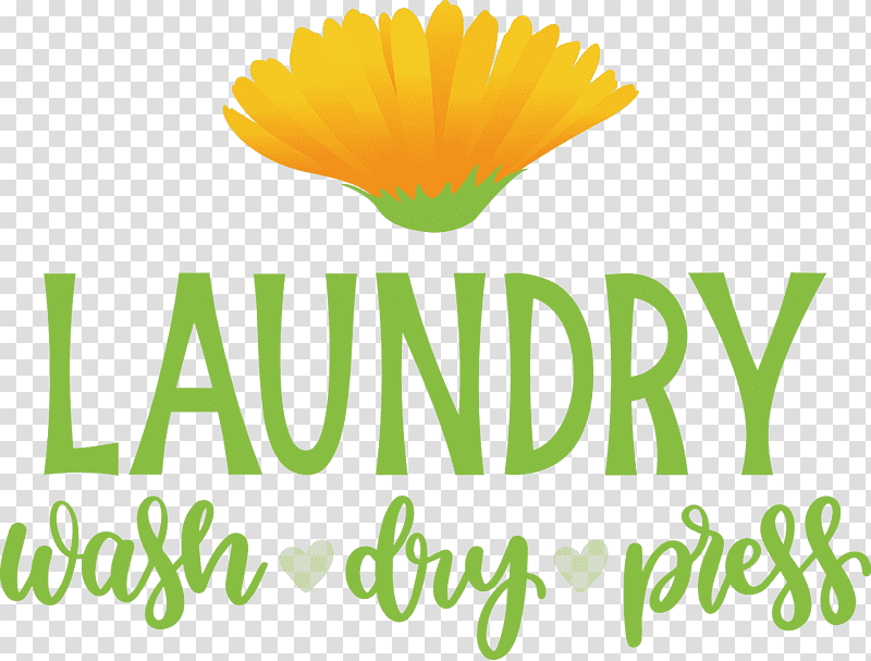 Laundry Wash Dry, Press, Cut Flowers, Logo, Petal, Pot Marigold, Yellow transparent background PNG clipart