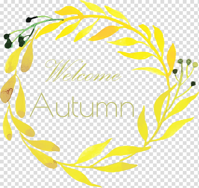 leaf watercolor painting plant stem flower autumn leaf color, Hello Autumn, Welcome Autumn, Hello Fall, Welcome Fall, Wet Ink, Petal, Yellow transparent background PNG clipart