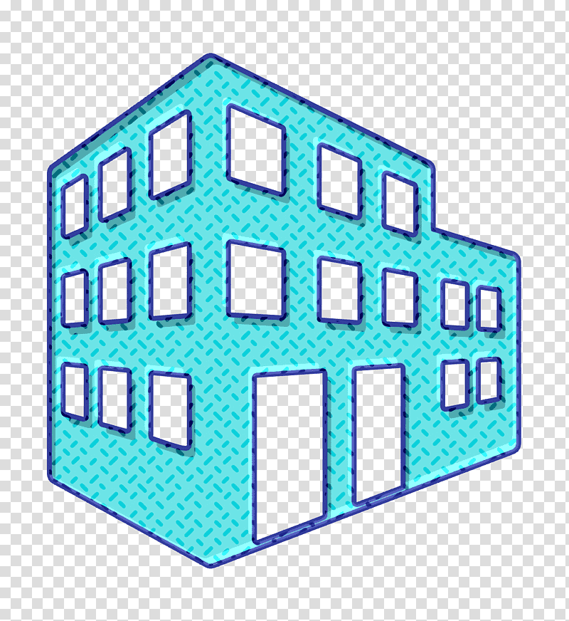 buildings icon 3D building icon Block icon, Buildings 4 Icon, Line, Meter, Teal, Microsoft Azure, Geometry transparent background PNG clipart