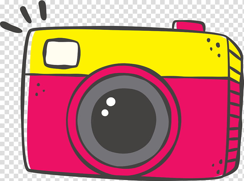 Camera lens, Camera Cartoon, Mirrorless Interchangeablelens Camera, Yellow, Line, Meter, System Camera transparent background PNG clipart
