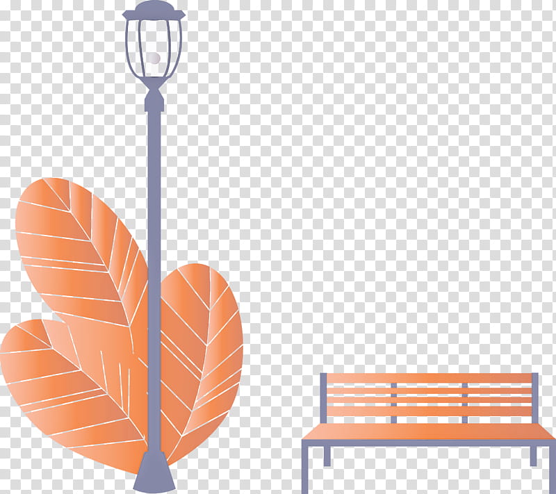 Street light Park bench, Orange, Leaf, Furniture, Basketball Hoop transparent background PNG clipart
