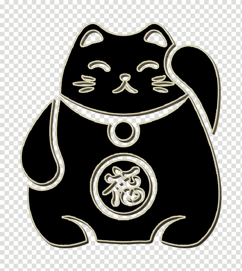icon Japan icon Lucky cat toy icon, Manekineko, Pendant, Figurine, Amulet, Good Luck Charm, Black Cat transparent background PNG clipart