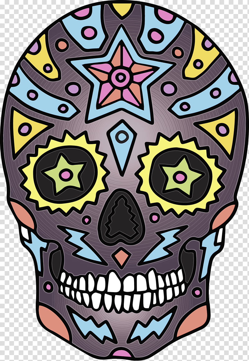 calavera day of the dead purple pattern, Skull, Mexico, Cinco De Mayo, Watercolor, Paint, Wet Ink, Mariachi transparent background PNG clipart