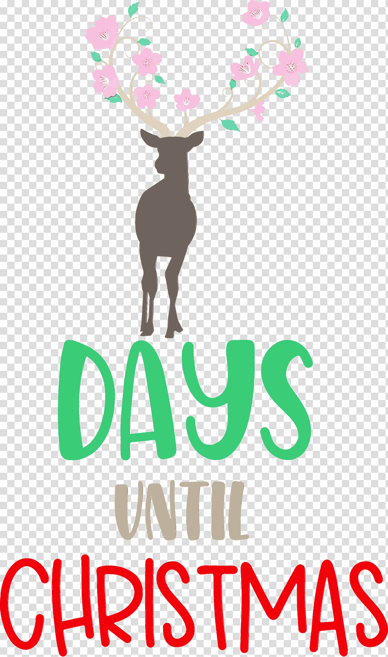 Reindeer, Days Until Christmas, Christmas , Xmas, Watercolor, Paint, Wet Ink transparent background PNG clipart