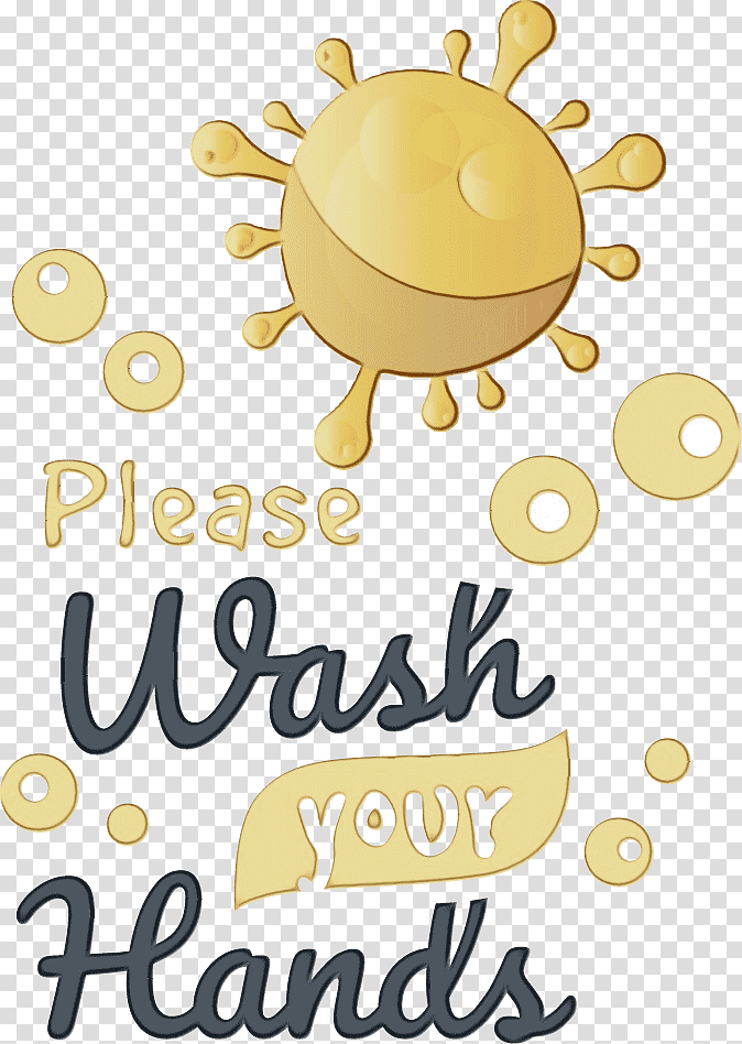 logo smiley yellow cartoon happiness, Wash Hands, Washing Hands, Virus, Watercolor, Paint, Wet Ink transparent background PNG clipart