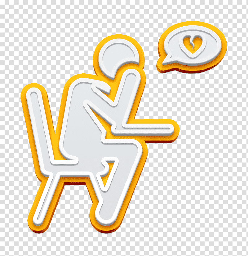 Sorrow icon In love icon School pictograms icon, Logo, Symbol, Yellow, Signage, Chemical Symbol, Line transparent background PNG clipart