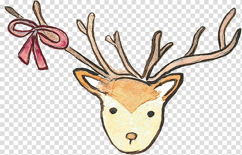 Reindeer, Watercolor, Paint, Wet Ink, Antler, Animal Figurine, Biology, Science transparent background PNG clipart