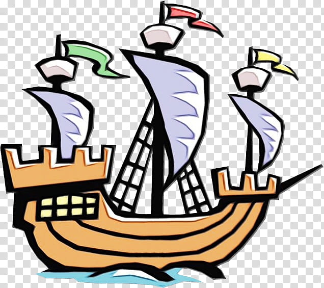 Columbus Day, Watercolor, Paint, Wet Ink, Ship, Voyages Of Christopher Columbus, Boat, Viking Ships transparent background PNG clipart