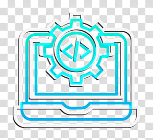Code icon Coding icon Software developer icon, Aqua, Turquoise, Text, Line, Teal, Symbol, Logo transparent background PNG clipart thumbnail