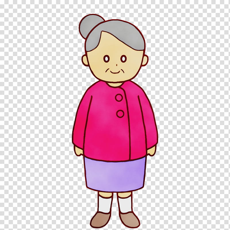 outerwear character pink m behavior human, Grandparents Cartoon, Old People Cartoon, Watercolor, Paint, Wet Ink, Character Created By transparent background PNG clipart