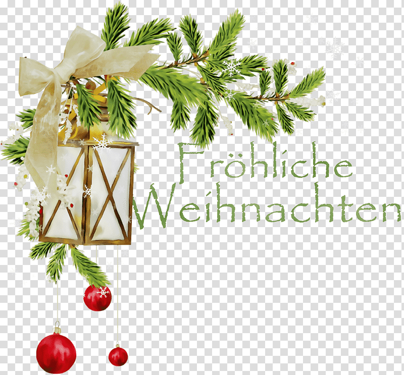 Christmas Day, Frohliche Weihnachten, Merry Christmas, Watercolor, Paint, Wet Ink, Christmas Ornament transparent background PNG clipart