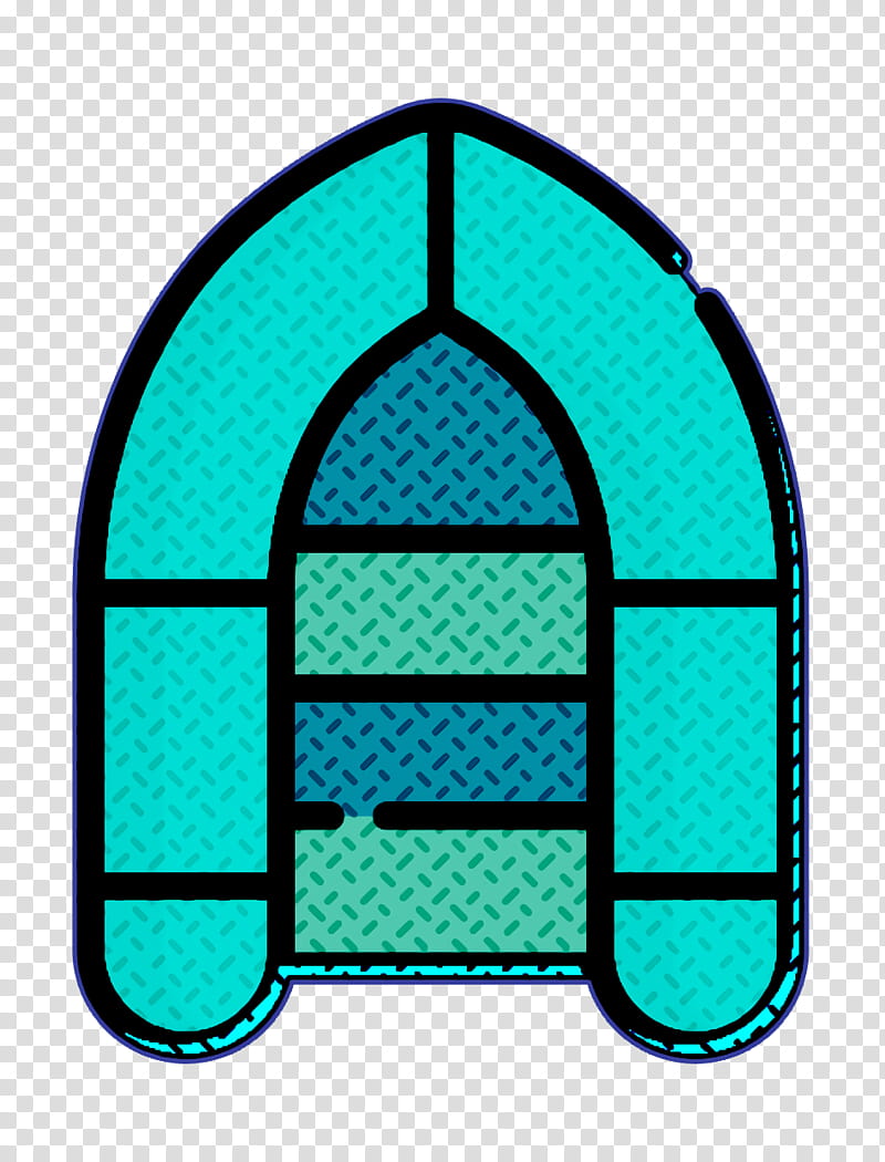 Inflatable boat icon Summer Camp icon, Turquoise transparent background PNG clipart