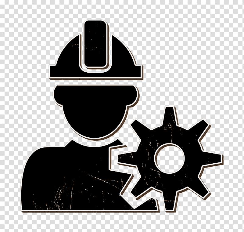 Worker icon people icon Building trade icon, Constructor With Hat And A Gear Icon, Hard Hat, Construction Worker, Helmet, Orange, Uniform transparent background PNG clipart