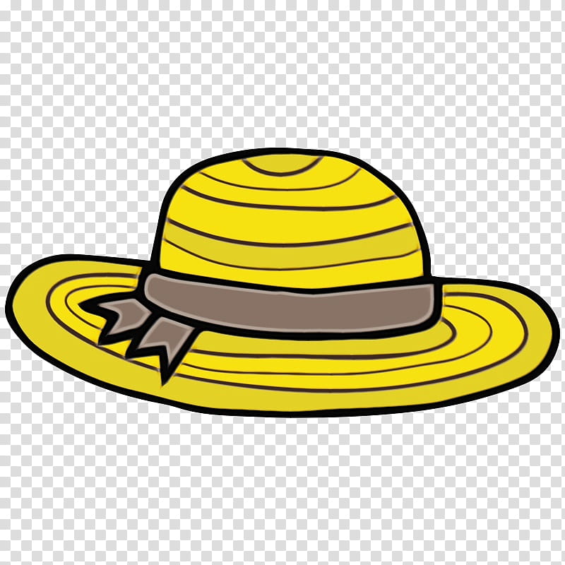 Fedora, Watercolor, Paint, Wet Ink, Yellow, Clothing, Hat, Costume Hat transparent background PNG clipart