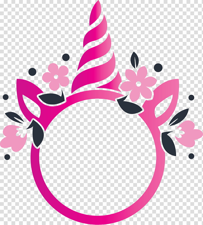 unicorn frame, Pink, Circle, Hair Accessory transparent background PNG clipart