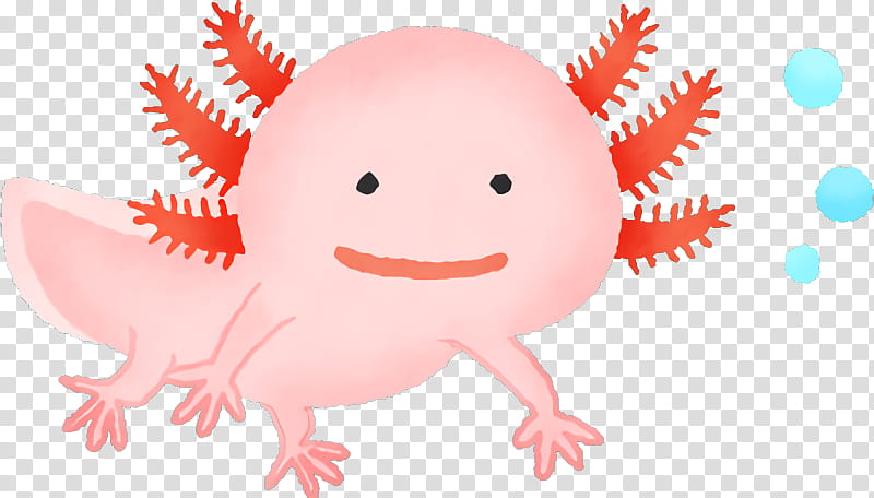 axolotl pink cartoon mouth smile, Salamander, Mole Salamander transparent background PNG clipart