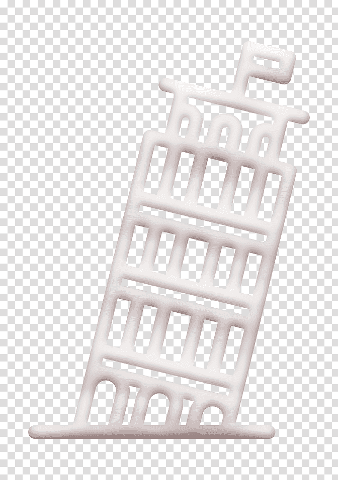 Monuments icon Architecture and city icon Leaning tower of pisa icon, Text, Black transparent background PNG clipart