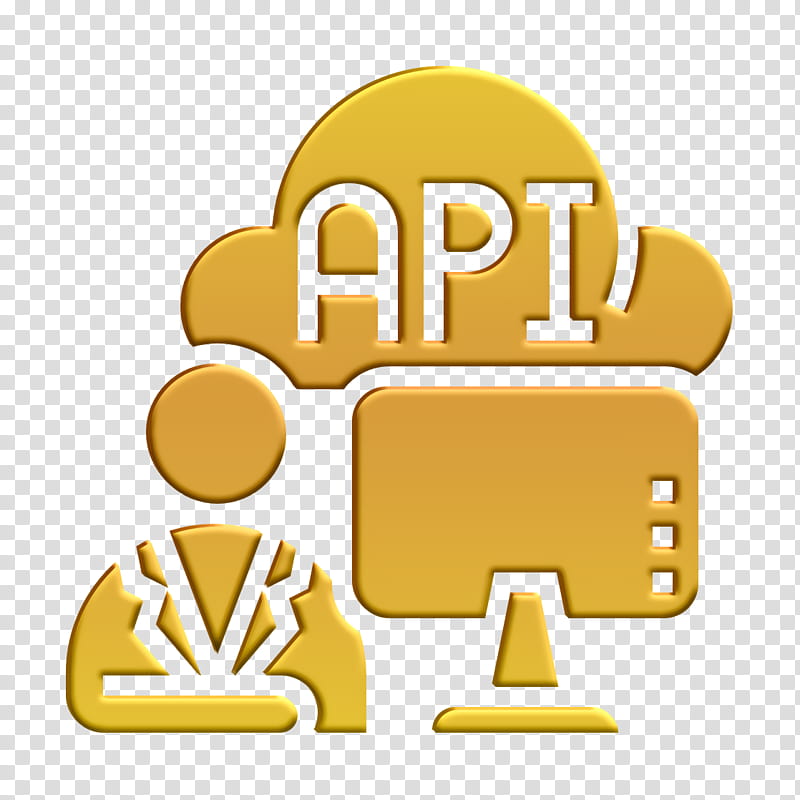 Cloud Service icon Api icon, Laravel, Text, Web Developer, Software Developer, Yellow, Project, Cartoon transparent background PNG clipart