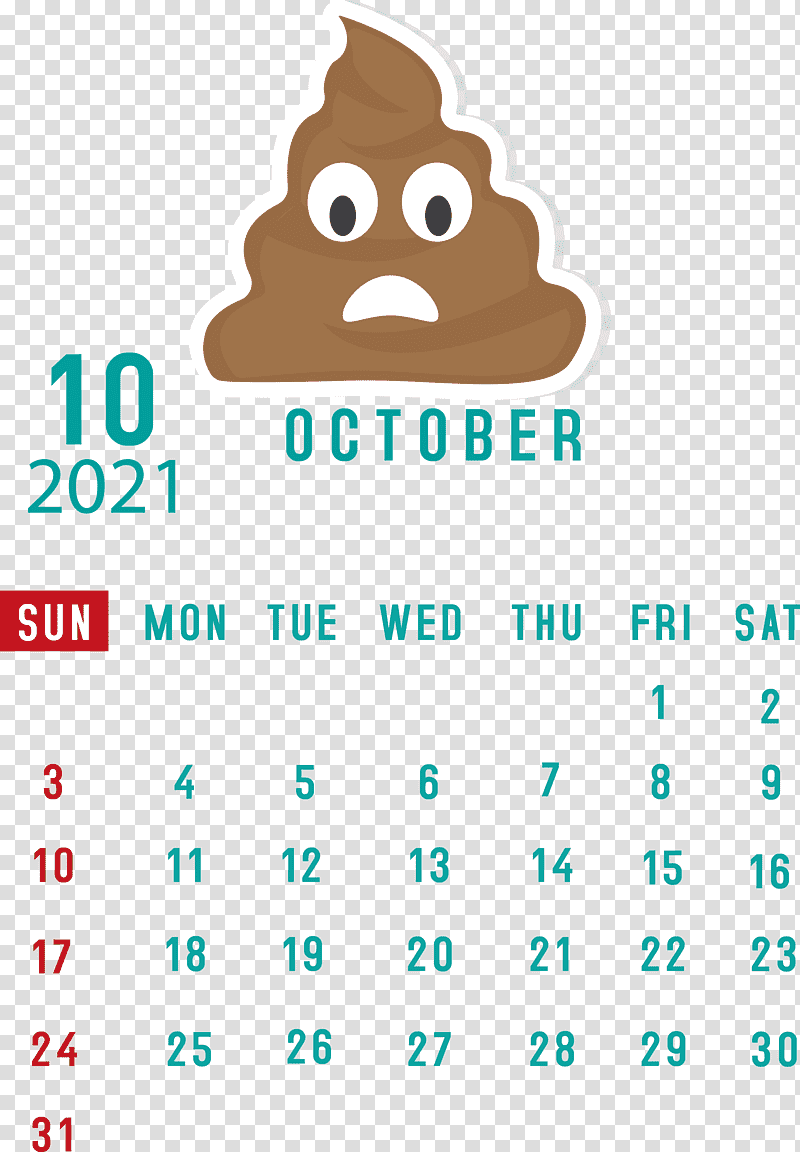 October 2021 Printable Calendar October 2021 Calendar, Meter, Line, Calendar System, Happiness, Behavior, Android transparent background PNG clipart