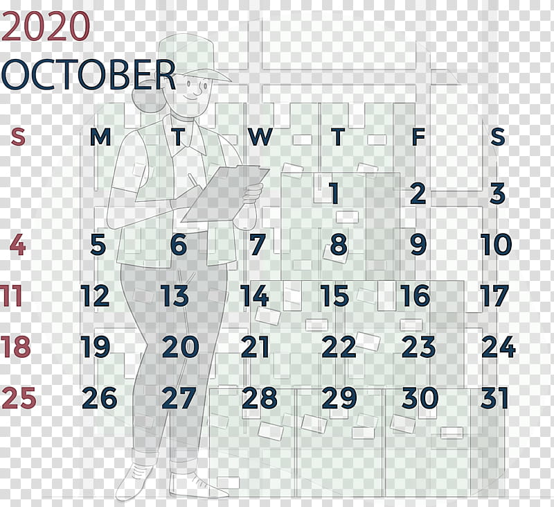 October 2020 Calendar October 2020 Printable Calendar, Angle, Furniture, Line, Organization, Meter, Area transparent background PNG clipart