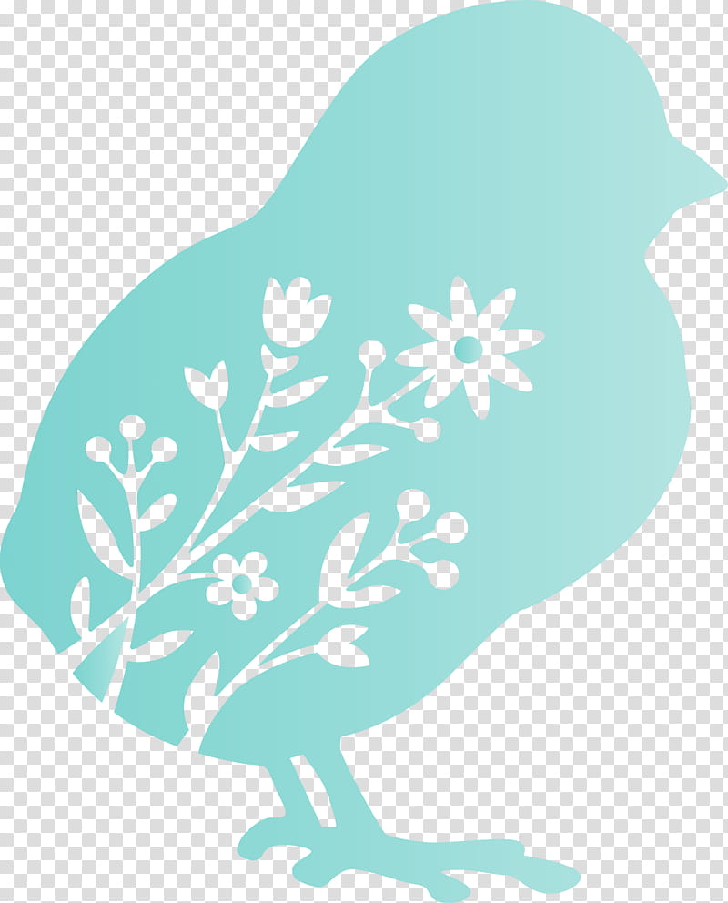 turquoise, Floral Chick, Easter Day, Watercolor, Paint, Wet Ink transparent background PNG clipart