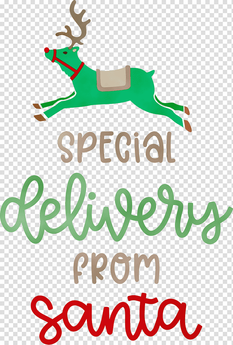 Christmas tree, Special Delivery From Santa, Christmas , Watercolor, Paint, Wet Ink, Reindeer transparent background PNG clipart