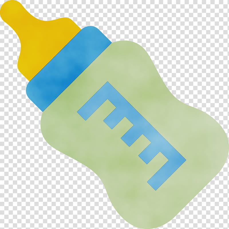 blue turquoise yellow baby products, Baby Bottle, Watercolor, Paint, Wet Ink transparent background PNG clipart