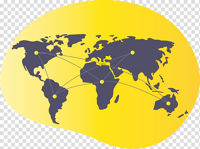 yellow world globe earth plate, Connected World, Watercolor, Paint, Wet Ink, Map transparent background PNG clipart