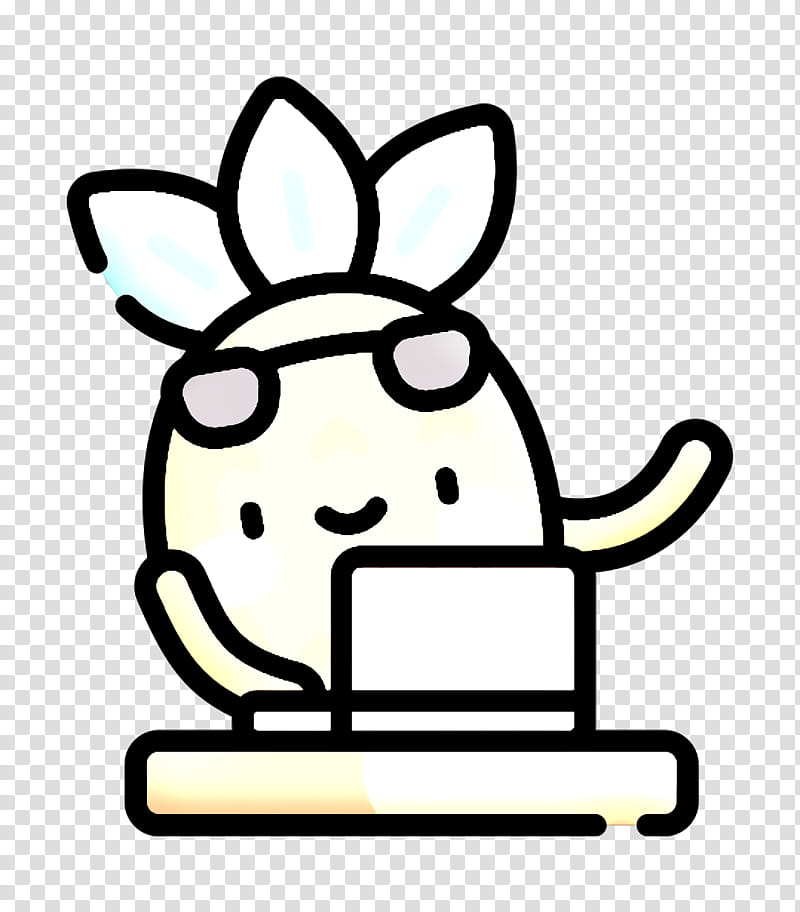 Laptop icon Pineapple Character icon Actions icon, White, Line Art, Cartoon, Head, Coloring Book, Snout, Sticker transparent background PNG clipart