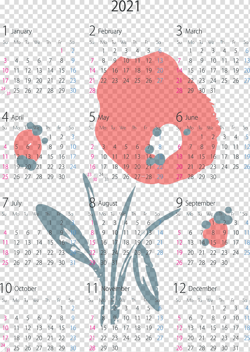 2021 Yearly Calendar, Flower, Elimina Olores Gatos Beox 500ml, 123456789101112, Meter, Poster, Calendar System transparent background PNG clipart