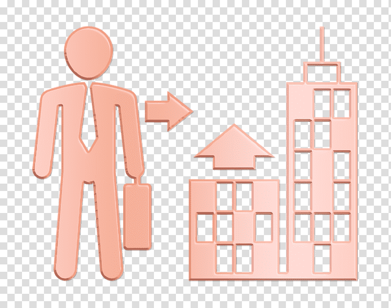 Work icon Humans Resources icon Businessman with suitcase going to work in a city icon, Business Icon, Joint, Line, Meter, Hm, Geometry transparent background PNG clipart