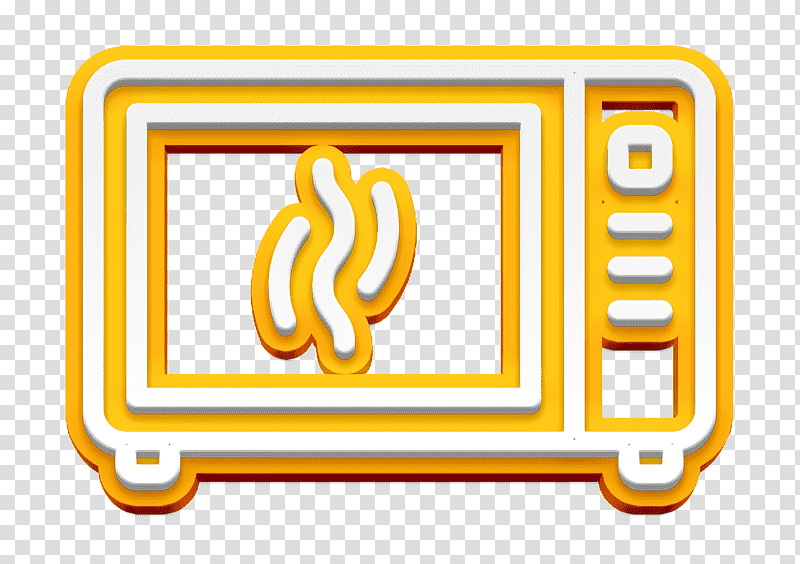 Restaurant Elements icon Microwave oven icon, Logo, Yellow, Line, Meter, Number, Mathematics transparent background PNG clipart